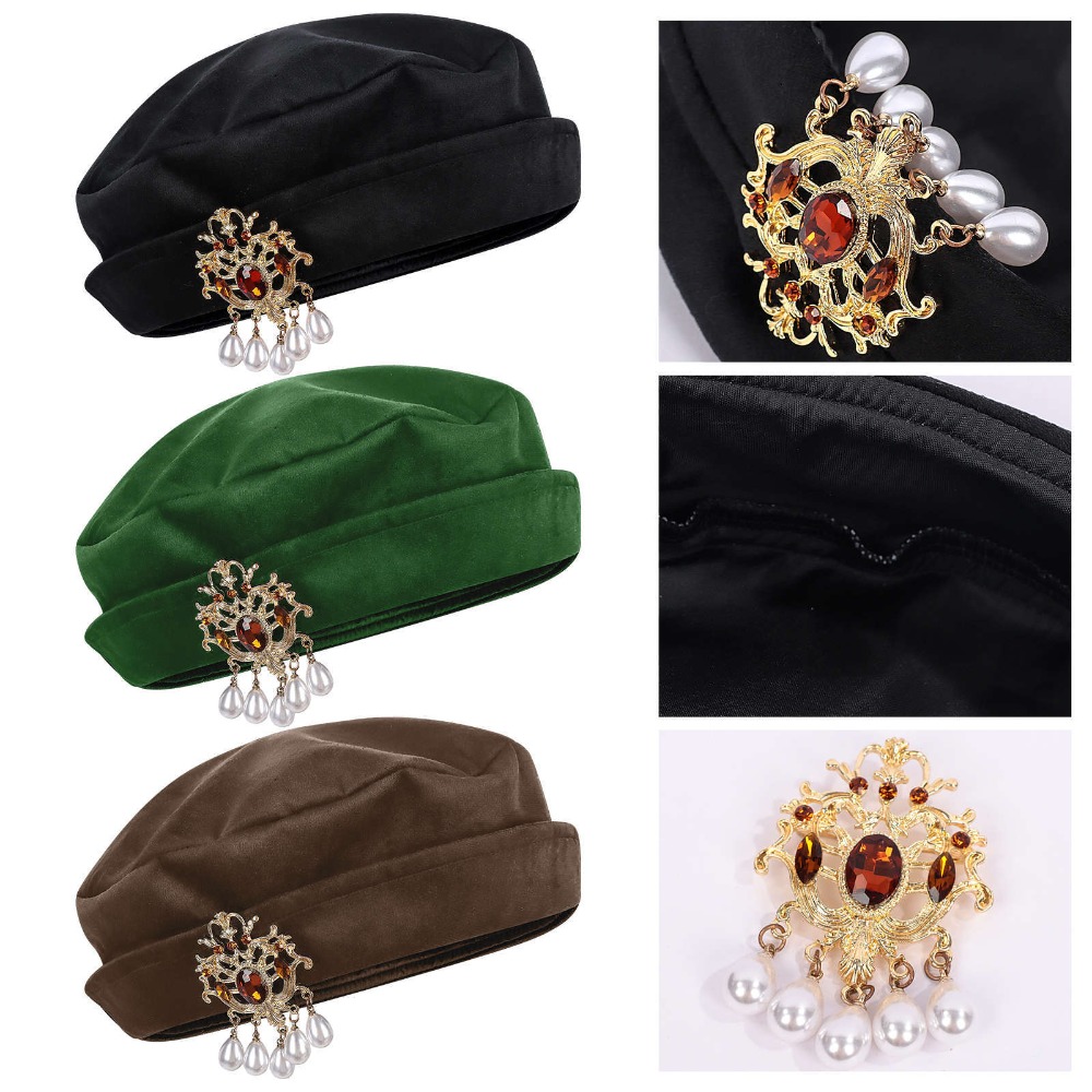Men Accessories Hat - Men Medieval Tudor Beret Hat Renaissance