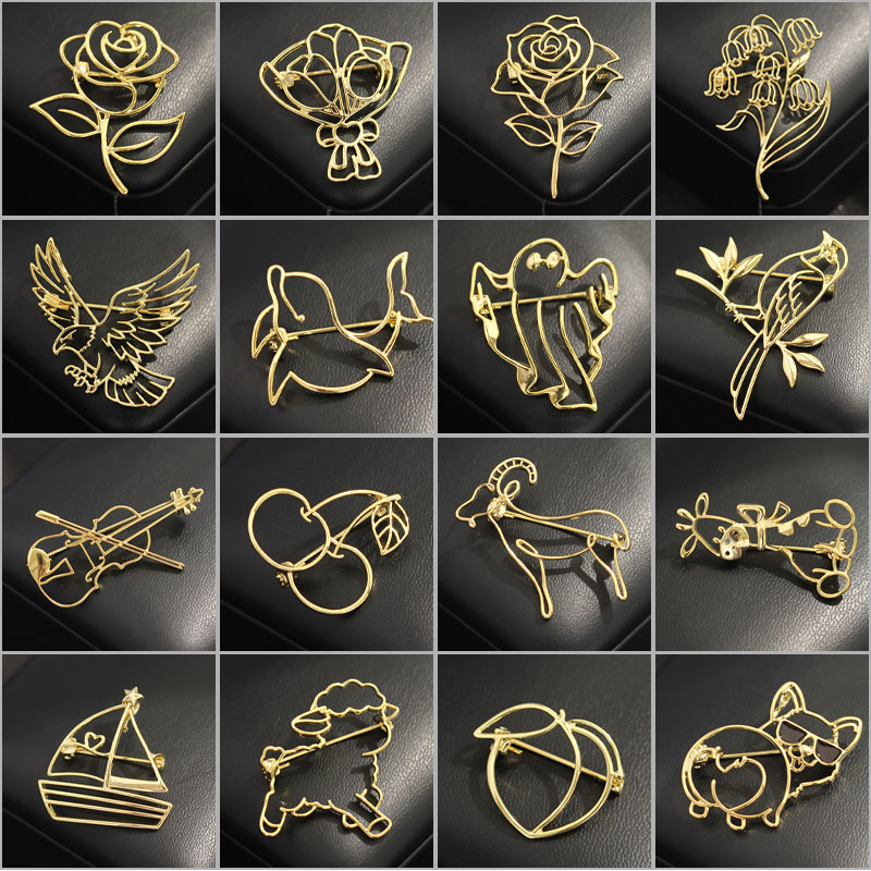 Minimalist Hollowed Out Brooch - Men Accessories Bouquet ulasan dan harga