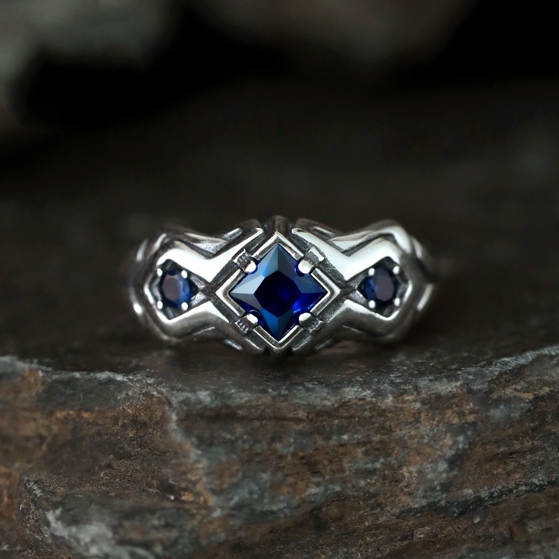 New retro blue zircon ring for - Men'S Accessories High End ulasan dan harga