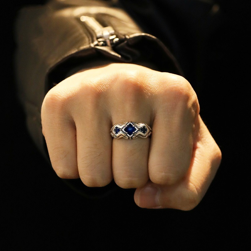 New retro blue zircon ring for - Men'S Accessories High End ulasan dan harga