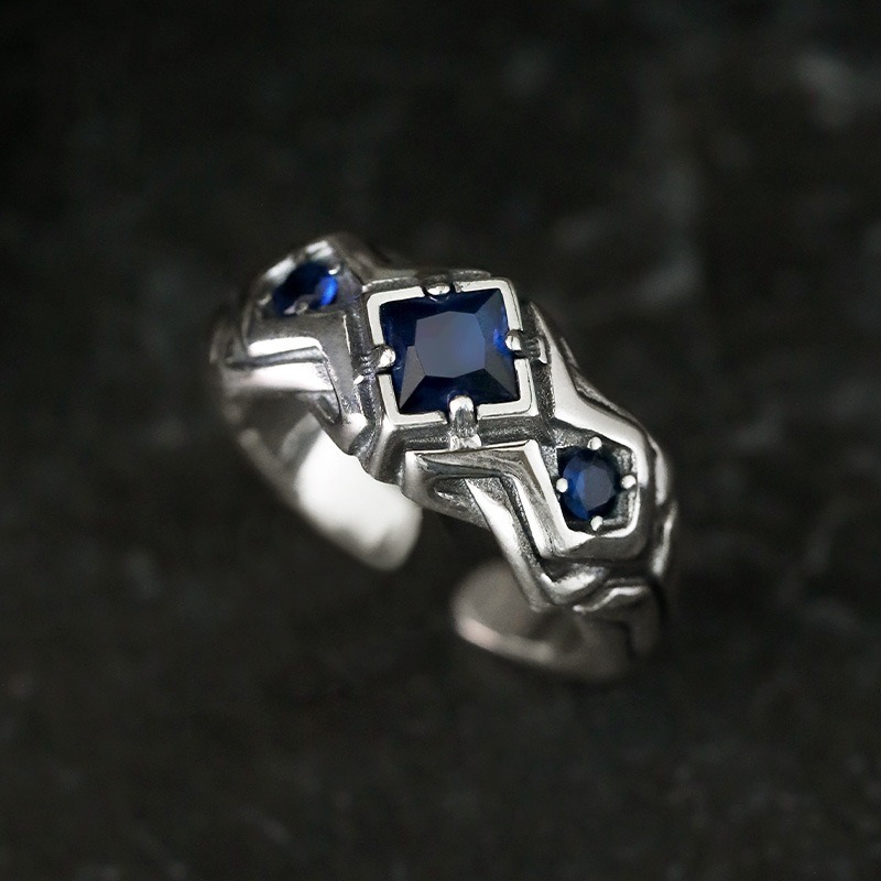 New retro blue zircon ring for - Men'S Accessories High End ulasan dan harga