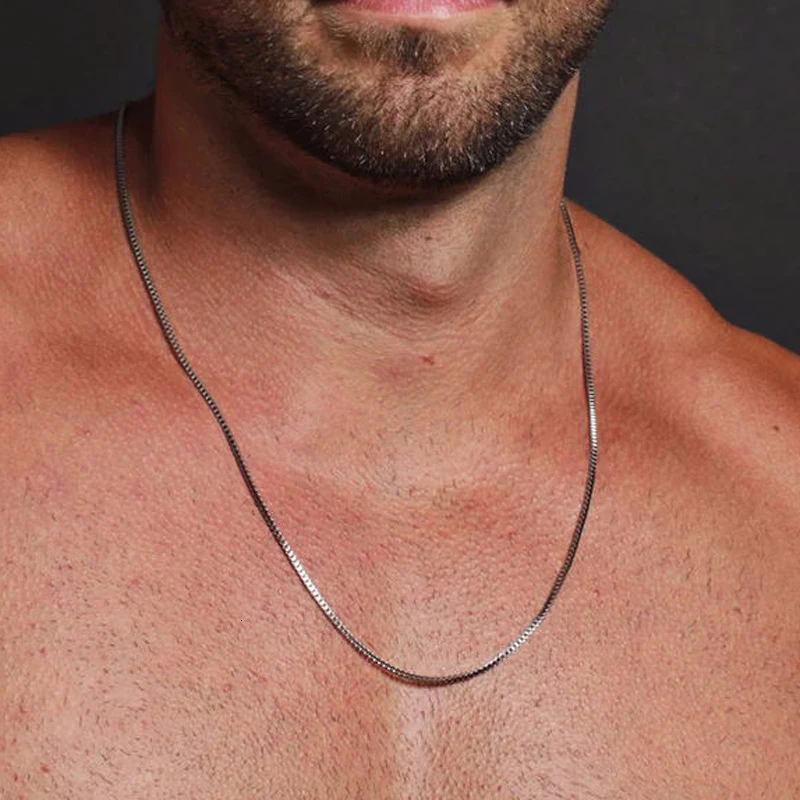 Mens Thin Box Chain Necklace,1 - Men Accessories Gift Box ulasan dan harga