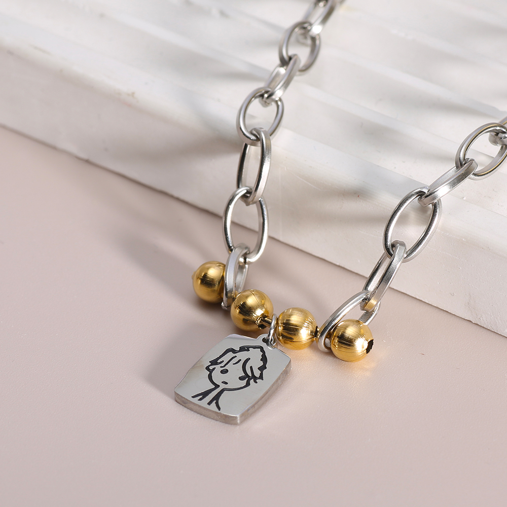 Boys Square Pendant Necklace S - Men'S Accessories High End ulasan dan harga
