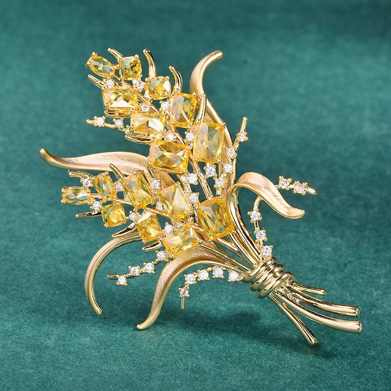 Fashion Zircon Wheat Ear Brooc - Men Accessories Bouquet ulasan dan harga